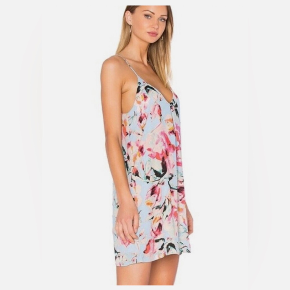 Eight Sixty Havana Mini Dress Size Medium Spagetti Straps Lined Blue Floral
